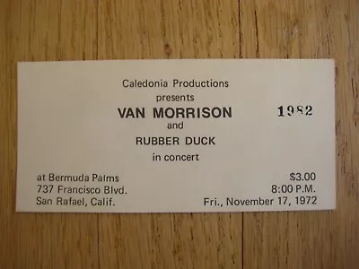 FILLMORE POSTER Era Van Morrison Bermuda Palms San Rafael 1972 Ticket • $75