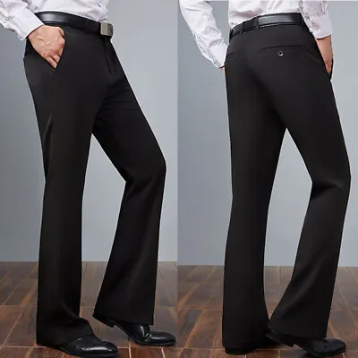 Men Bell Bottom Flared Pants 60s 70s Retro Stretch Bootcut Trousers Slim Fit • $43.71