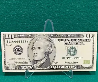 $3 • Buy $10 ￼Ten Dollar Bill (STICKER!) Solid Serial Number   (READ DESCRIPTION !!)