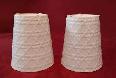 5”  SET OF 2/ White Pattern Ceramic Flower Orchid Pots Waterproof 3.5x5.5x5 • $14.98