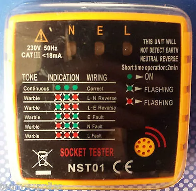 Pro Mains Power Plug Uk Socket Tester 13a C/w Buzzer & Led Electric Wiring Check • £15.95