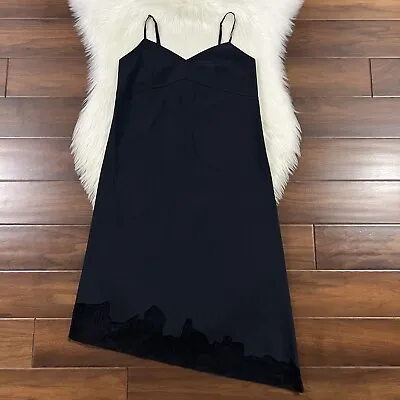 Tibi Women's Size 4 Navy Blue Lou Lou Appliqué Slip Dress Asymmetrical Hem • $49.95