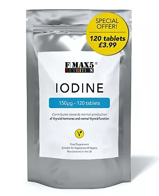 Iodine 150mcg - 120 Tablets - Support Thyroid Health & Slimming Aid • £3.99