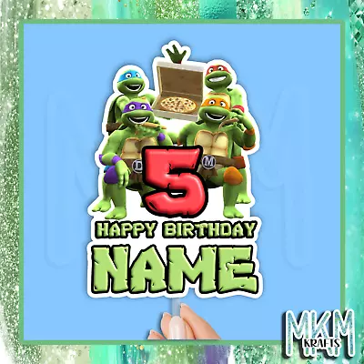 £9 • Buy TURTLES TMNT Personalised Cake Topper  HAPPY BIRTHDAY ANY NAME AGE FAST SERVICE