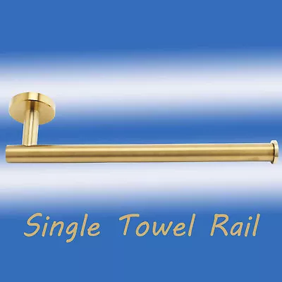 Brushed Gold Round Toilet Holder Single Towel Rail Wall Mounted Rack SUS304 • $23.99