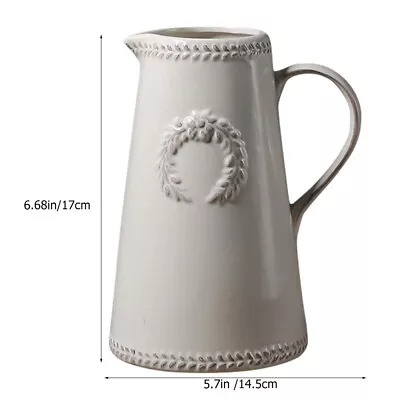 Vintage Ceramic Milk Can Flower Vase With Handle - Farmhouse Decor • £25.99