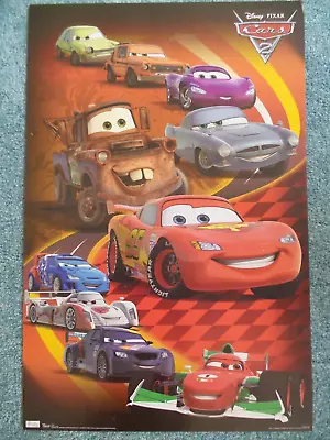 Disney Pixar Cars 2 Poster 22.5x34 Lightning Mater Finn Holley Francesco Max Shu • $10
