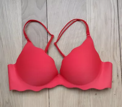 Victoria's Secret 34B Orange Very Sexy Push Up Secret Embrace UW T-Shirt Bra EUC • $29.99