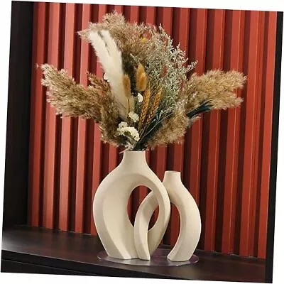 Ceramic Snuggle Vase Set For Modern Home Decor Matte Finish Cream Color • $46.48