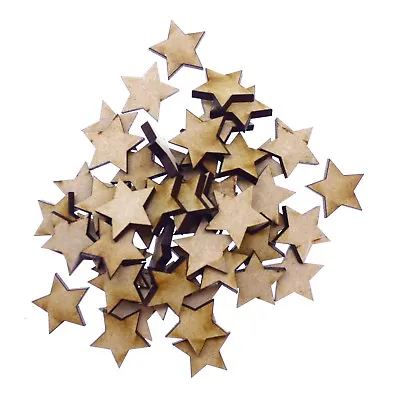 £3.20 • Buy 50 X Wooden Laser Cut MDF Shapes Craft Blank Embellishments - Stars 20mm