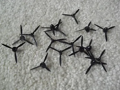 Lot Of 12 Small RC Model Airplane Black Nylon 3 Blade Propellers .75  Blade NOS • $28