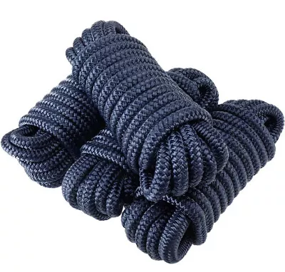 4 Pack 1/2” X 15’ Rope Mooring Rope Dock Line Double-Braided Nylon 12” Eyelet • $34.95