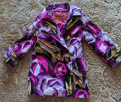 $15 • Buy Missoni Target Floral Abstract Velvet Trench Coat Juniors Small