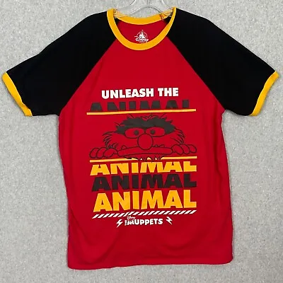Disney Parks Muppet Shirt Large Red Black Animal Short Sleeve Ringer Top • $11.39