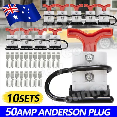 10x Anderson Style Plug Connectors 50 AMP T Handle Dust Cap Cover Solar • $18.95