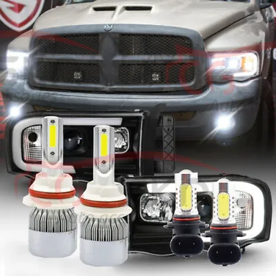 For Dodge Ram 1500 2500 3500 2002-05  4x 6000K LED Headlight Bulbs H-L+Fog Light • $31.31