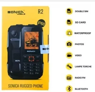 Sonica R2 IP68 Rugged Builders Phone CAT Water + Shock Proof Tough Unlocked NEW  • £29.99