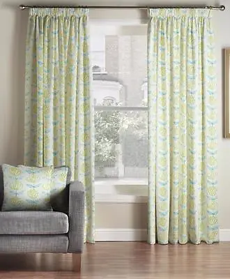 £122.55 • Buy One Pair Of MONTGOMERY Amelie Floral Design 3  Tape Top Header Lined Curtains 