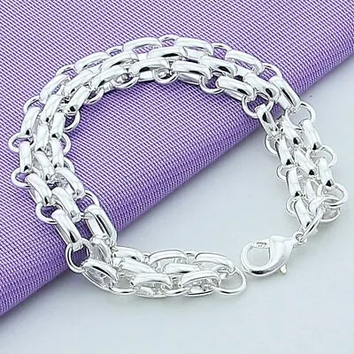 925 Sterling Silver Filled Chain Bracelet Bangle Women Men Silver Bracelet YH023 • $7.99