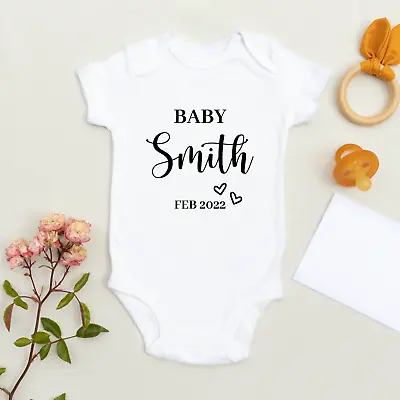 £5.99 • Buy Baby Grow Personalised Custom Baby Vest Pregnancy Reveal Baby Announcement 2022