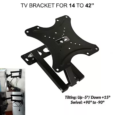 £10.90 • Buy Full Motion TV Wall Mount Bracket Swivel Tilt 10 14 18 26 32 40 42 Inch LED LCD