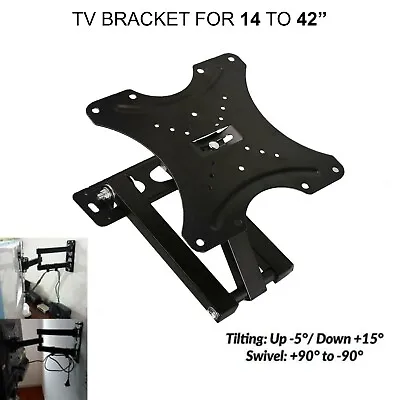 Full Motion TV Wall Mount Bracket Swivel Tilt 10 14 18 26 32 40 42 Inch LED LCD • £8.10