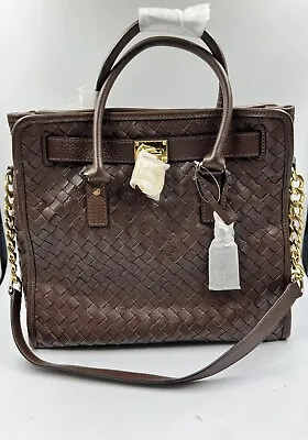 Michael Kors Hamilton Large Hamilton Woven Leather Luggage Brown Tote Bag Nwt • $242.25