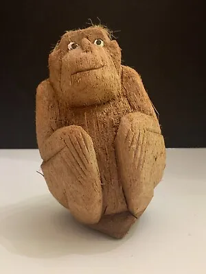 Vintage Hand Carved Coconut Monkey Figurine • $21