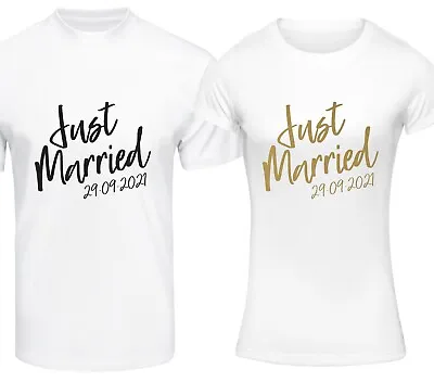 Personalised His And Hers T-Shirt Set Just Married Date Tshirts Couples Gift • £18.99