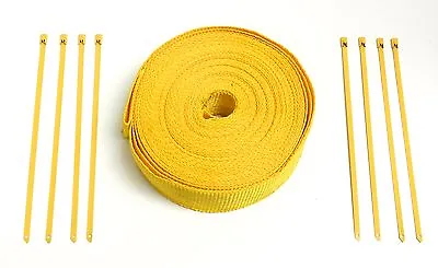 50ft Universal Car Truck Suv Yellow Heat Wrap W/ 8 Yellow Stainless Steel Ties • $18.45