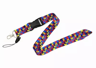 Lot Of 10 Pcs Autism Awareness Jigsaw Lanyard - Neck Strap ID HOLDER • $9.99