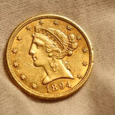 1894 O US $5 Liberty Gold Low Mintage XF (Scratch) • $591