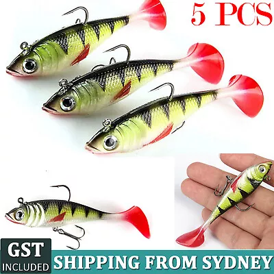 5PCS Fishing Soft Plastic Lures Paddle Tail Redfin Yellowbelly Murray Cod Lures • $9.57