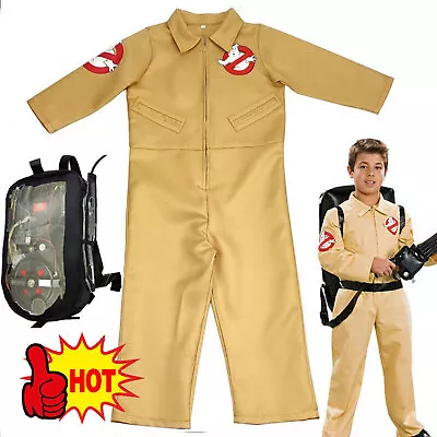 Boys Ghostbusters Costume Kids Ghost Catchers Child Girls 80s Halloween Jumpsuit • $45.58