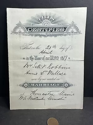 1889 Thomaston Maine Marriage Certificate Robbins/Wallace W.A Newcomb Minister • $10