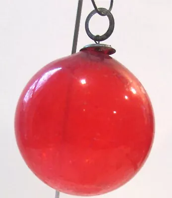 Vintage Unsilver Red Japan Kugel Glass Christmas Ornament Feather Tree  • $19