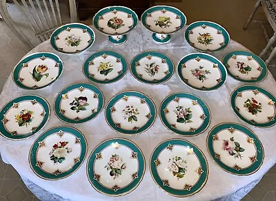 Minton Hand Painted Floral Botanical Dessert Service (18Pc) C. 1820-1825 • $1250