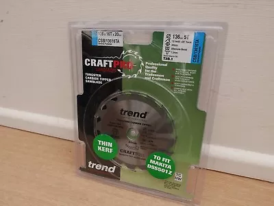 Trend 136mm X 20mm 16t Tct Thin Kerf Makita Dss501z Saw Blade Csb/13616ta  • £13.89