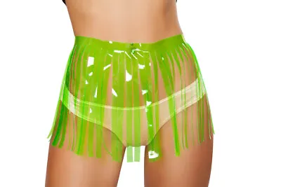 Sexy ROMA Neon FRINGED Fringe VINYL Mini SKIRT Festival RAVER Clubwear SEE Thru • $8.43