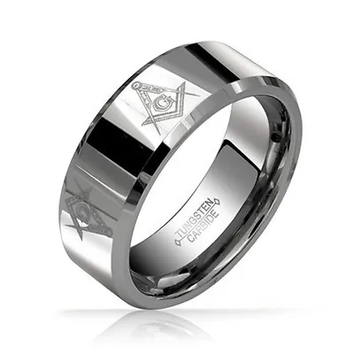 Free Mason Ring - Freemasonry Style Tungsten Silver Color Masonic Rings For Men • $26.20