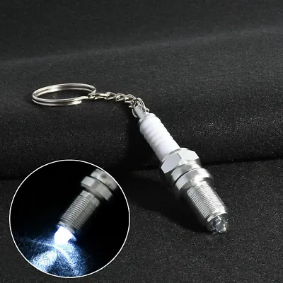 $3.62 • Buy Fashion Men LED Key Chain Spark Plug Keyfob Keychain Car Parts Keyring Accessory