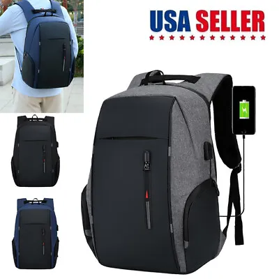 Backpack Men USB Charging Waterproof 15.6  Laptop Casual Oxford W/ Reflective • $18.99