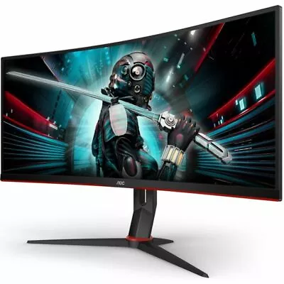 AOC CU34G2X 34  VA LCD 144hz 1ms Response Time Curved Gaming Monitor - Black/Red • $500