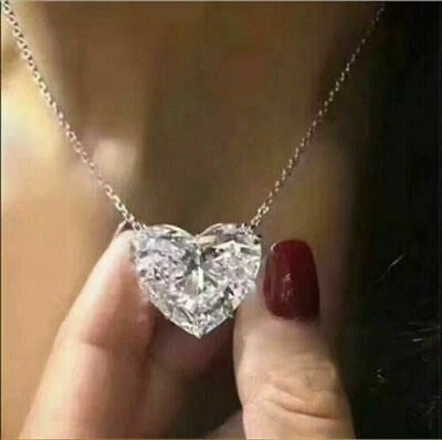 $90.99 • Buy 3Ct Heart Lab-Created Diamond Solitaire Pendant 14K White Gold Finish Free Chain