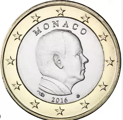 Monaco Coin 1€ Euro 2016 UNC Montecarlo Prince Albert II 2nd Bimetalic • $9.16