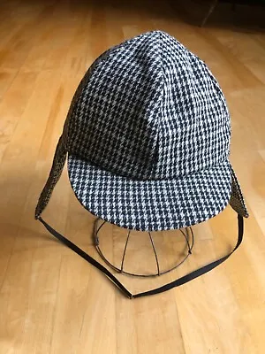 Vintage Double Bill Cap Hat Ear Flaps Ties Trapper Houndstooth Medium Elmer Fudd • $18.99