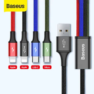 Baseus 4 In 1 Multi USB Charger Charging Cable Cord For IPhone Micro USB Android • $10.79