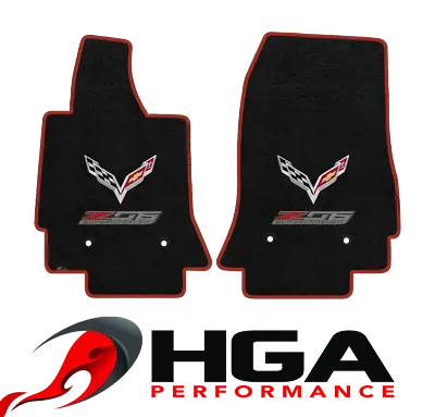 $197.99 • Buy 2015-2019 C7 Corvette Black Floor Mats C7 Flags & Z06 Logo & Red Binding
