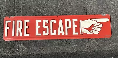 Killer Vintage Red & White Fire Escape Pressed Tin Sign Great Graphics • $425