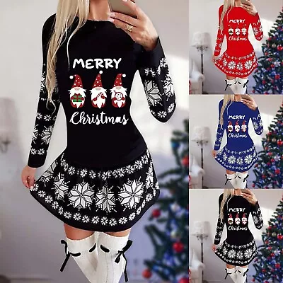 Sexy Christmas Women's Long-sleeved Dress Winter Cute Casual Dresses For Women • $26.30